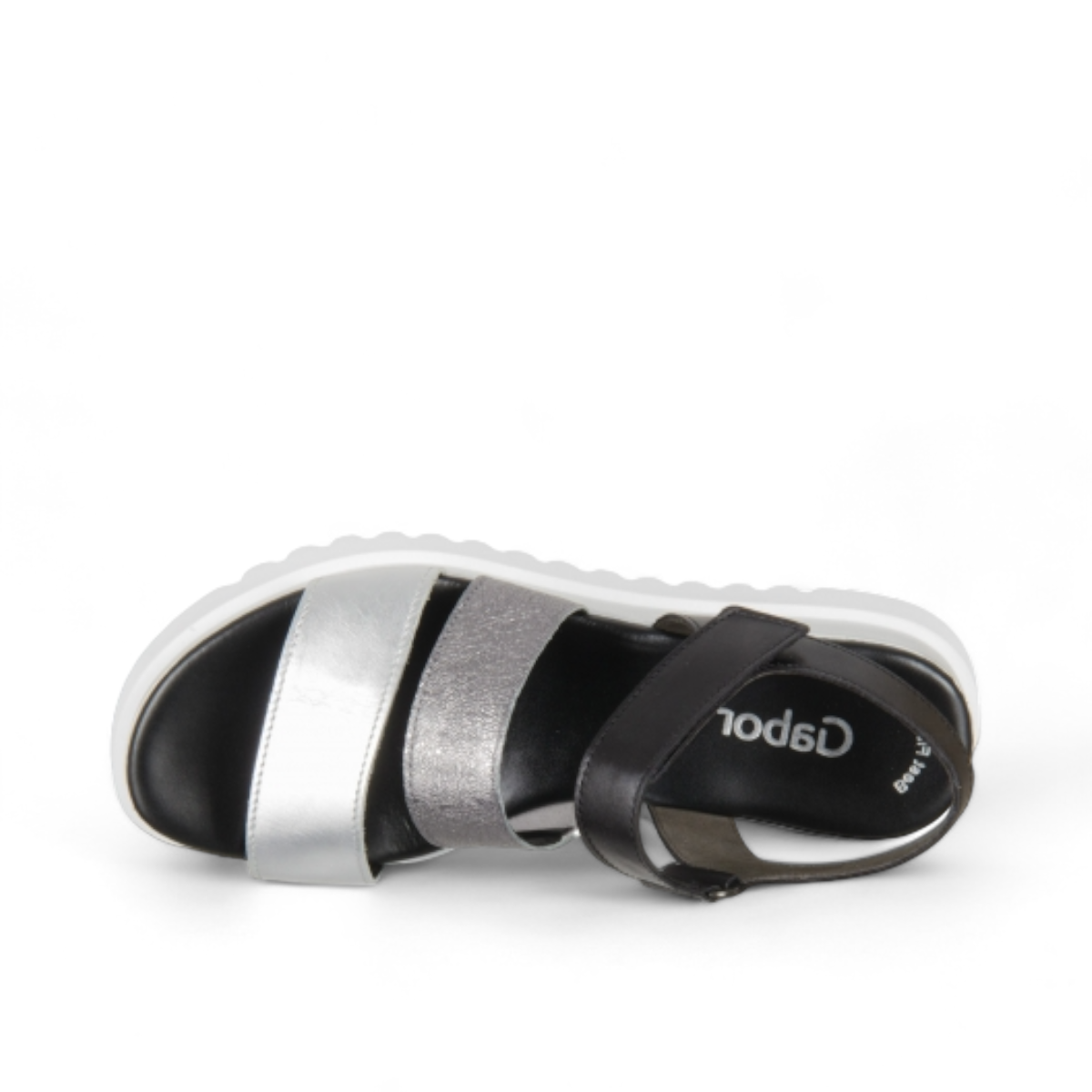 GABOR 24.610-61 - THREE STRAP QUARTER STRAP SANDAL - BLACK/SILVER