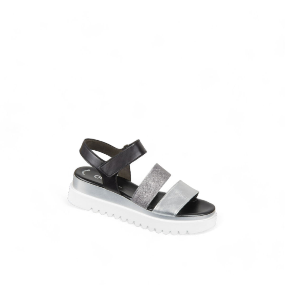 GABOR 24.610-61 - THREE STRAP QUARTER STRAP SANDAL - BLACK/SILVER