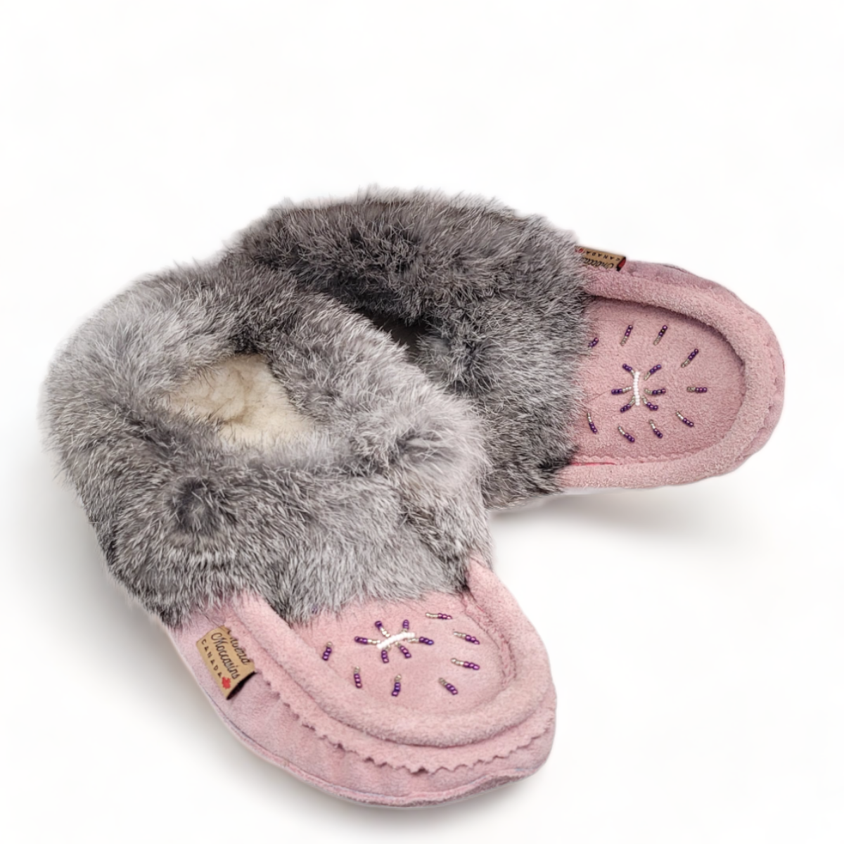 Moccasin Pink/Grey Suede