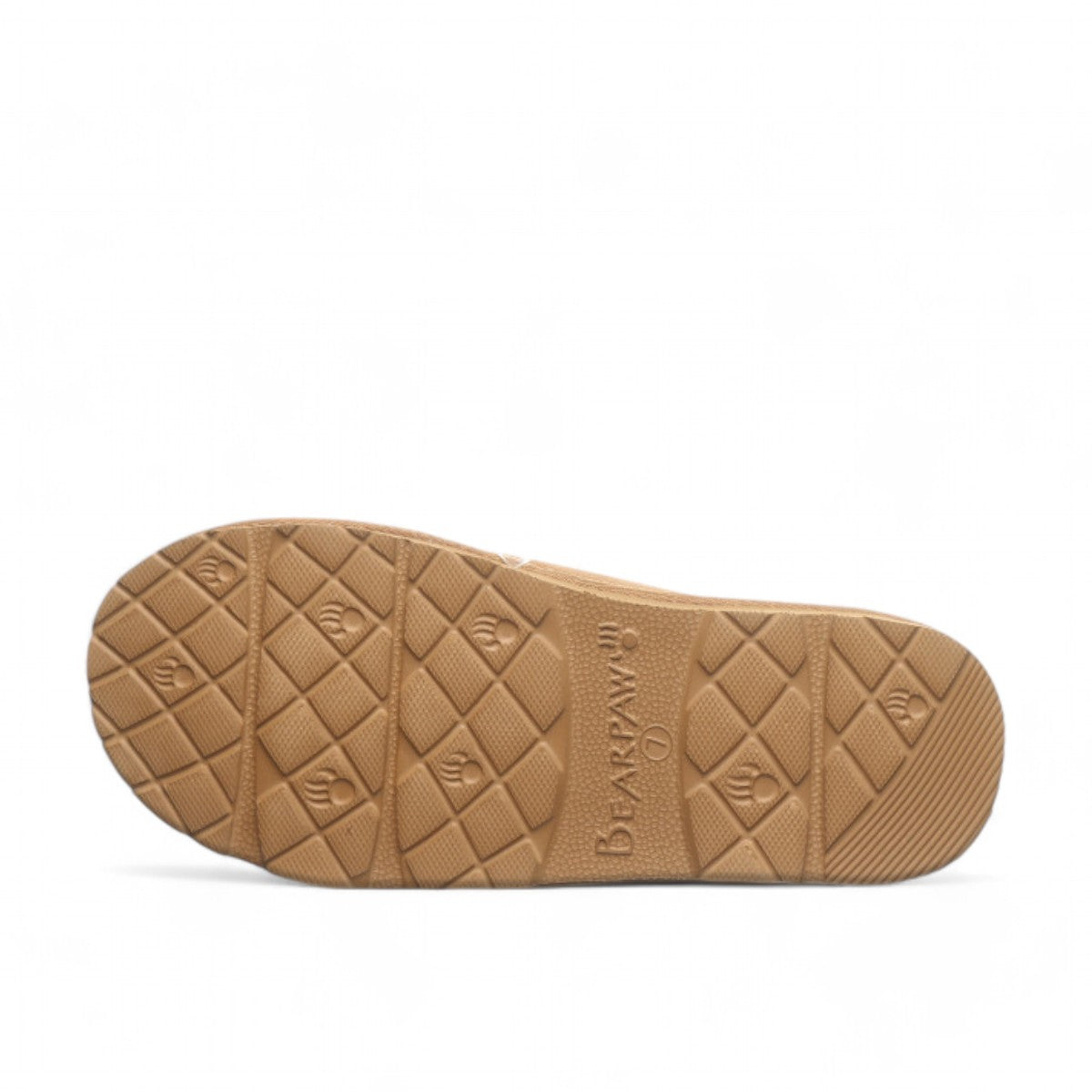 BEARPAW Tabitha iced coffee suede slipper with wool lining and decorative webbing tape accent