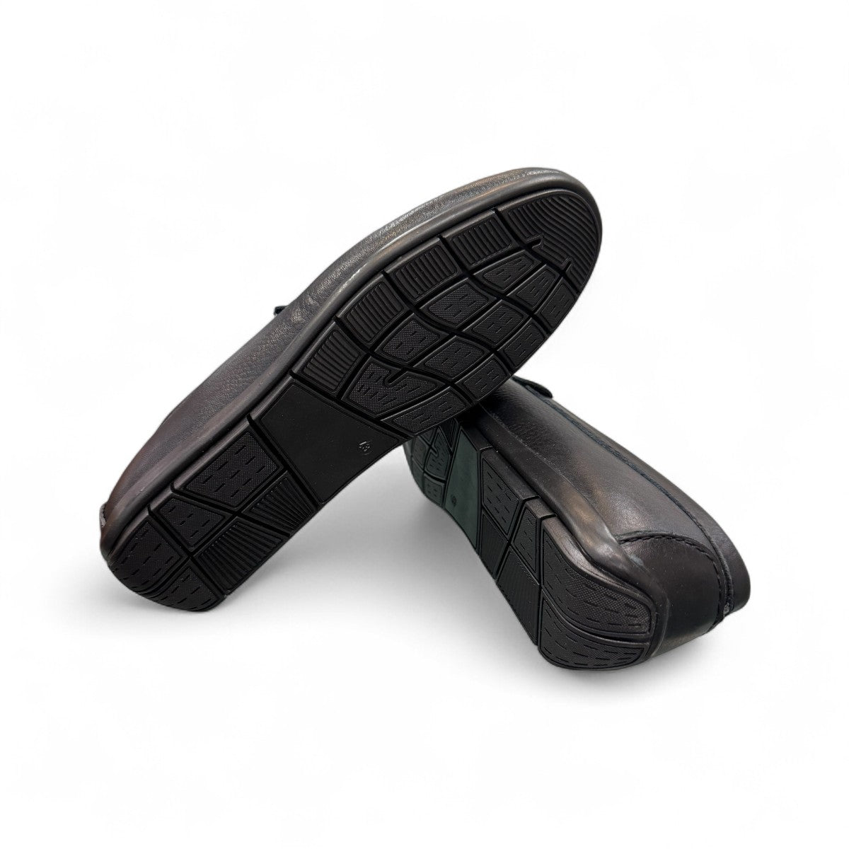 Satel Starkhan black leather loafers with handmade stitching, featuring a polished finish and comfortable lining. Photo of bottom view.