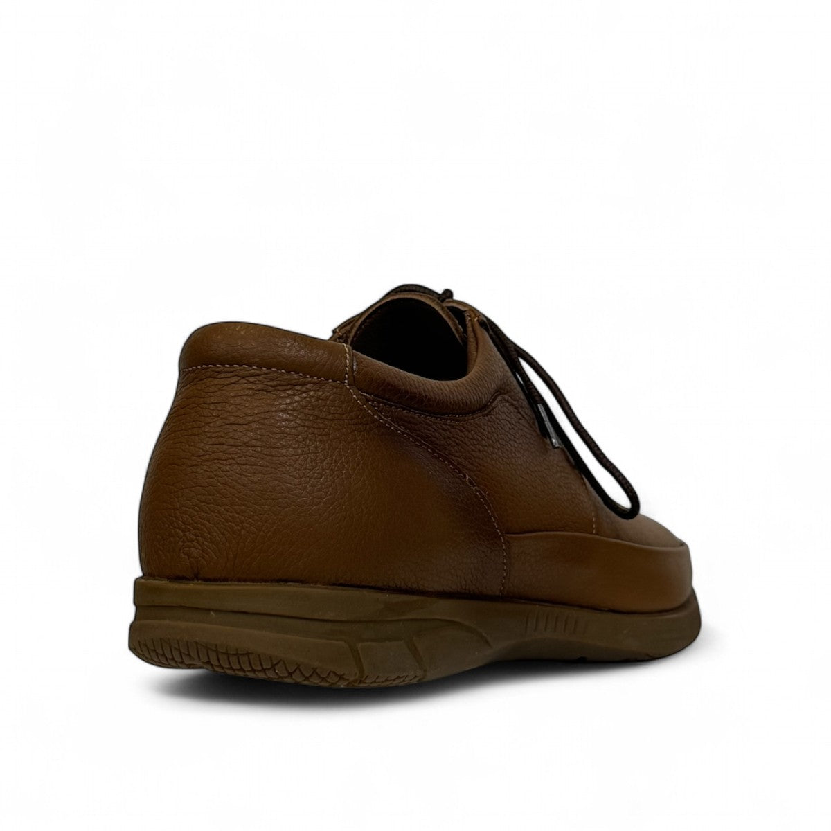 Atropat Hafez brown genuine leather smart casual shoe with handmade stitching and durable rubber outsole. Photo of back view.
