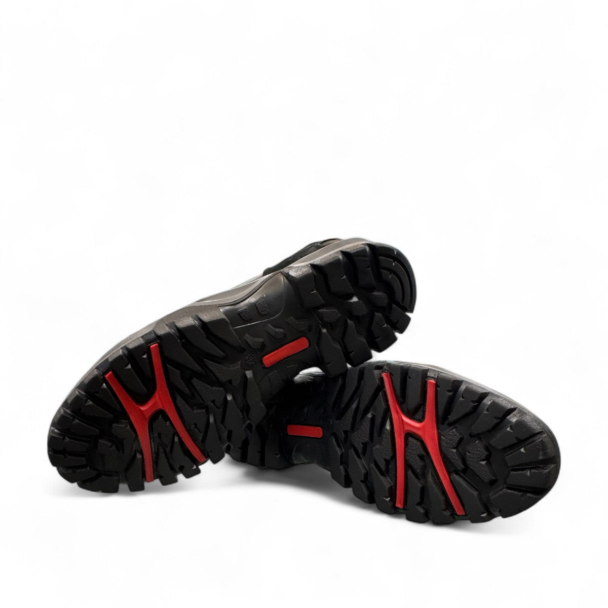 CAT black nubuck leather lace-up sneaker with a durable rubber outsole and handmade stitching detail. bottom view.