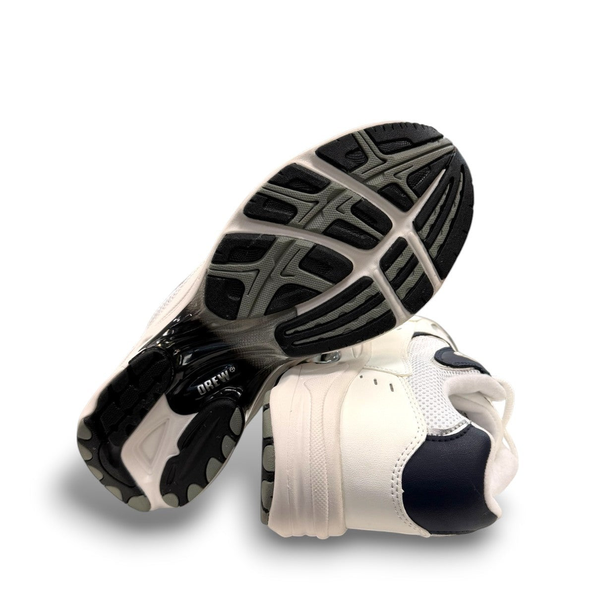Drew Lance white mesh combo-orthopedic walking shoe with dual shank stability and rocker bottom sole.