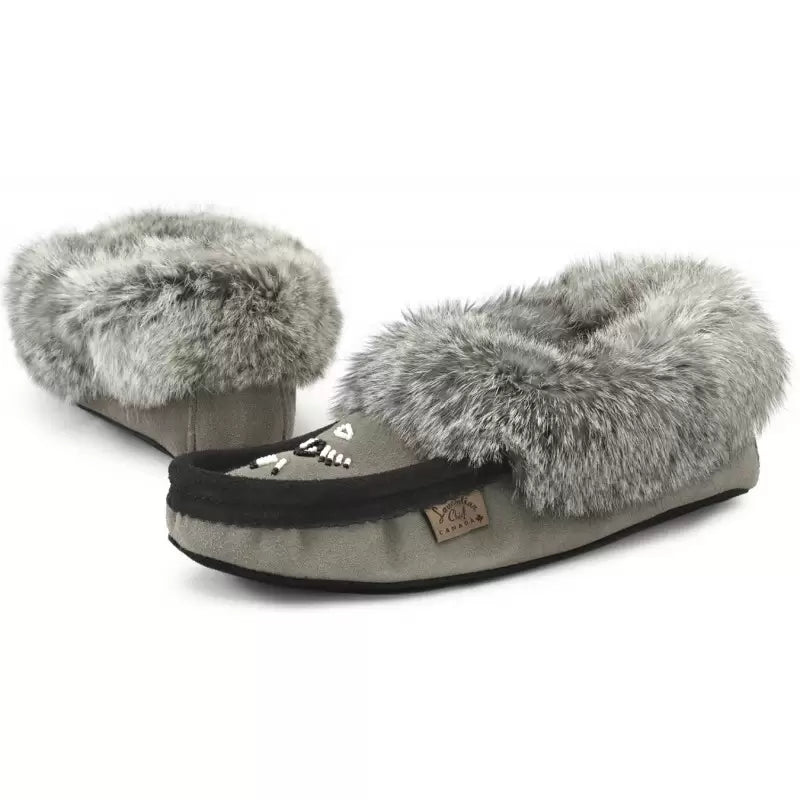 Moccasin Grey/Black Suede