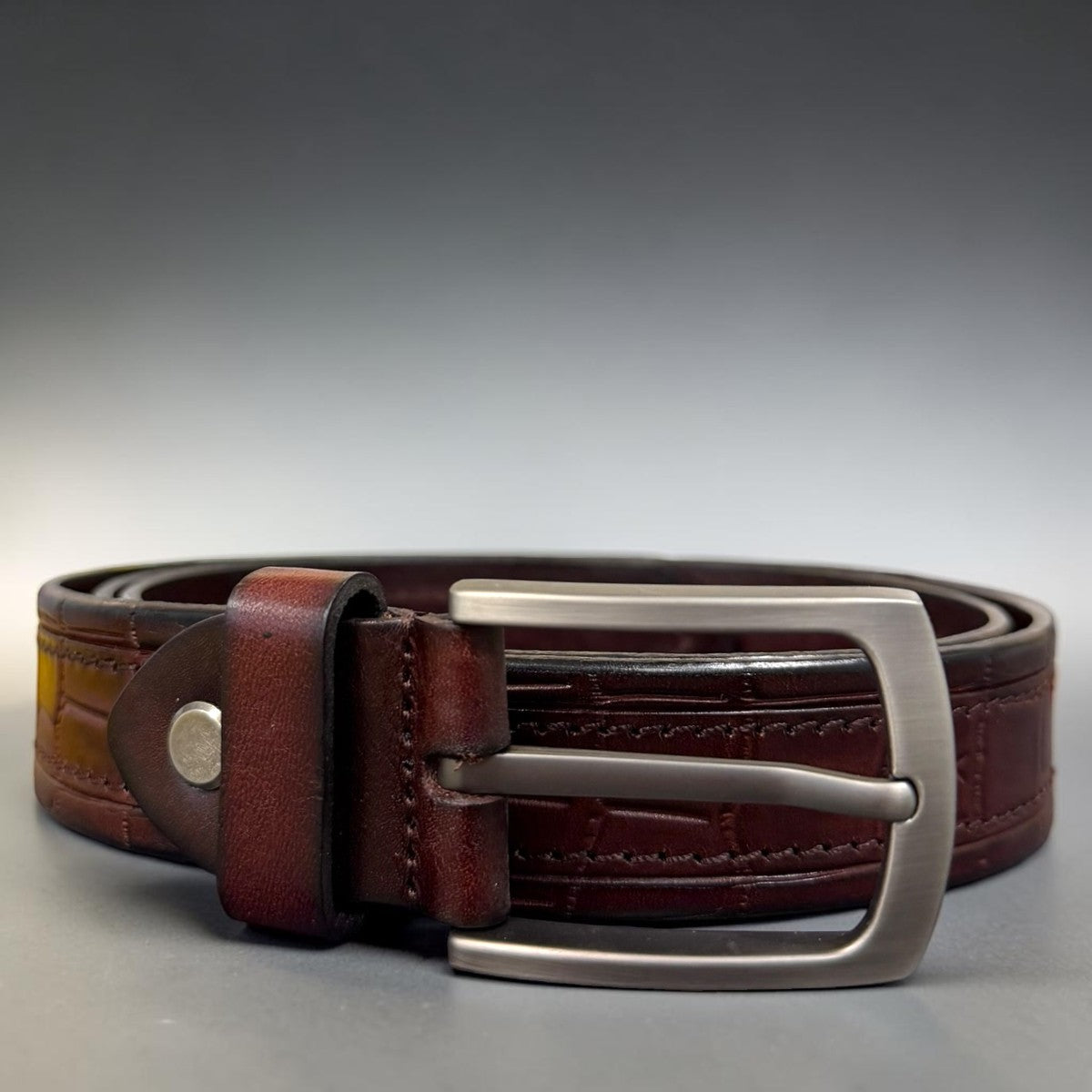 MEN'S GENUINE LEATHER BELT - DARK BROWN