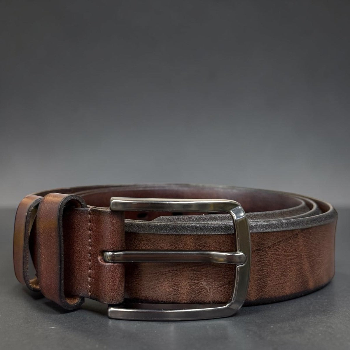 MEN'S GENUINE LEATHER BELT - DARK BROWN