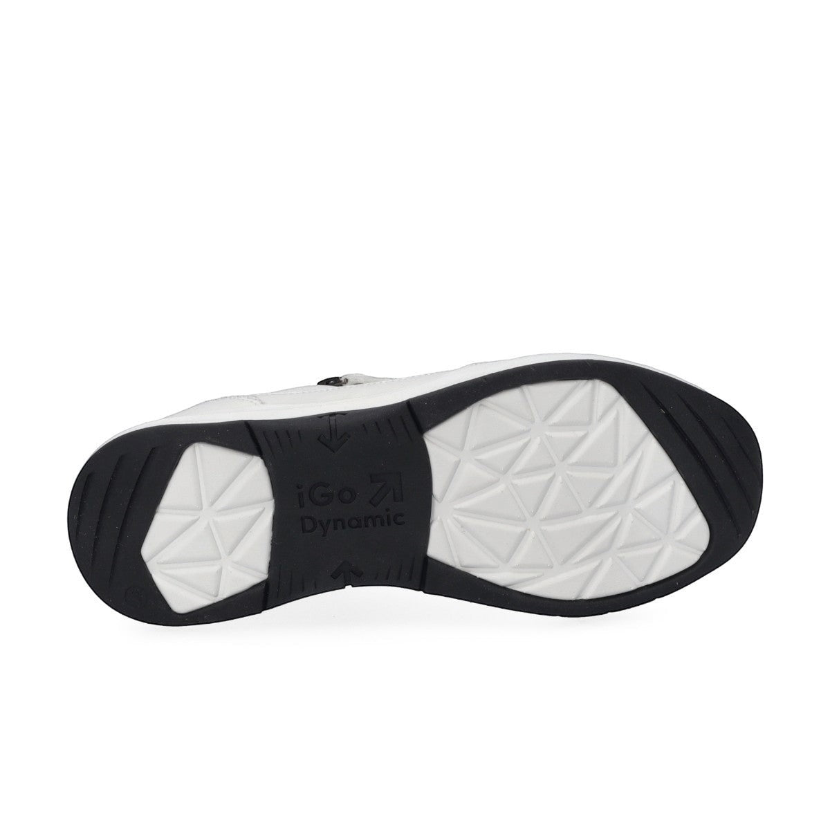 Josef Seibel Elli 06 white leather sneaker showing the black and white textured rubber outsole