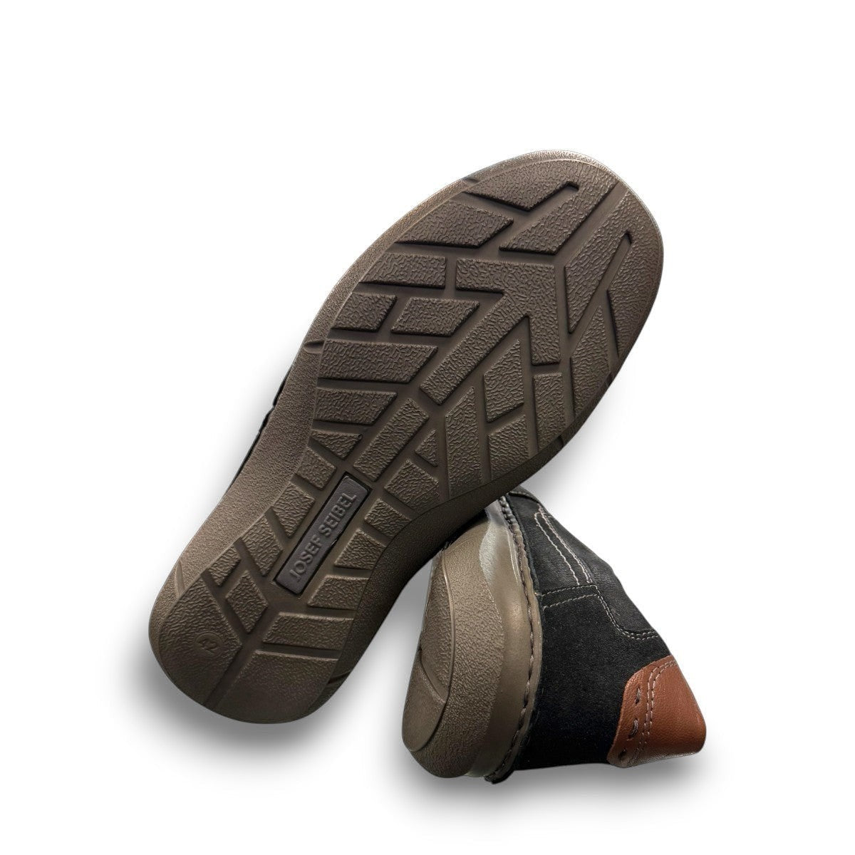 Josef Seibel New Anvers 01 black kombi cowhide leather slip-on shoe with brown accent and cushioned PU sole
