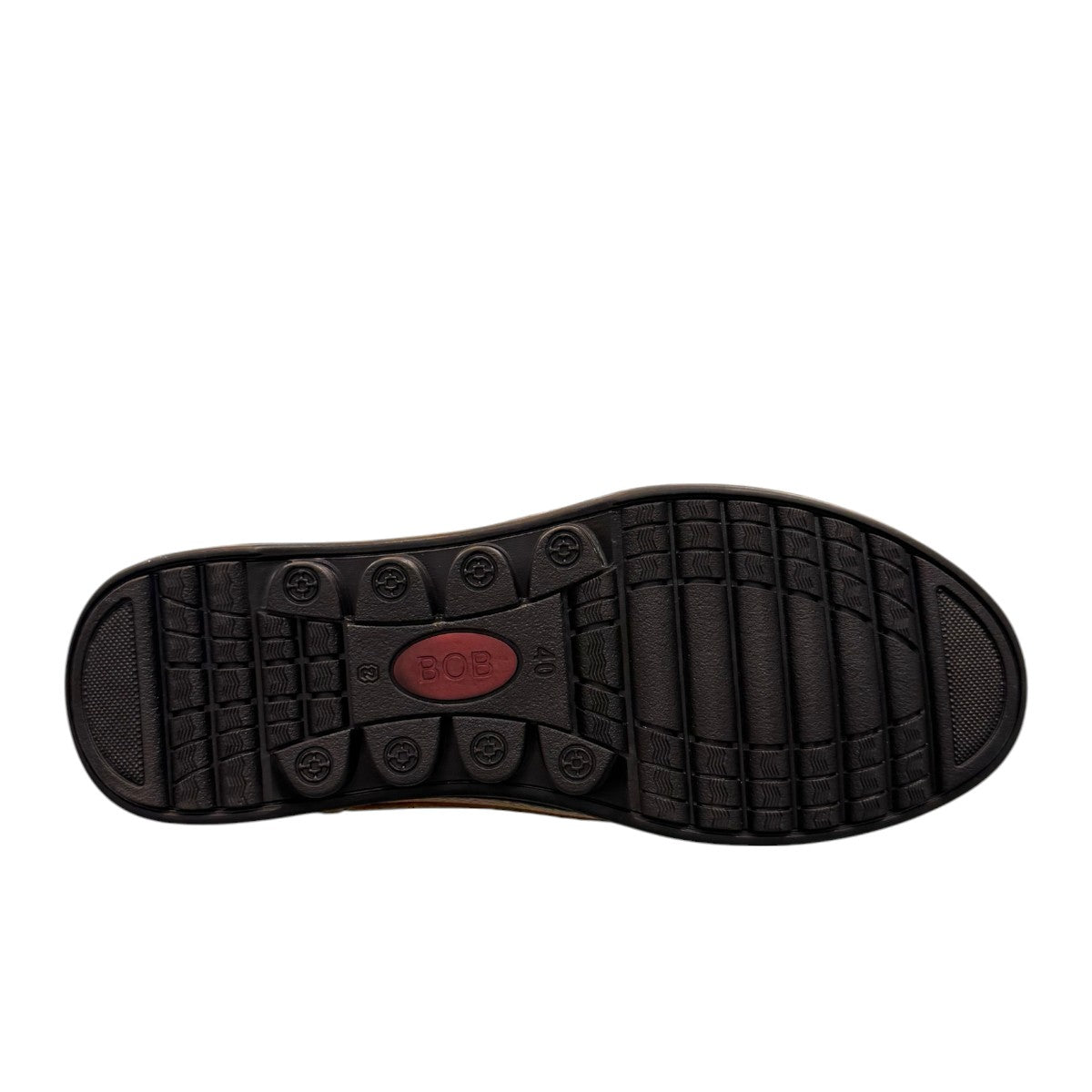 Sina Footwear Bob Roodaki brown leather lace-up shoes with textured finish and durable rubber sole. Photo of bottom view.