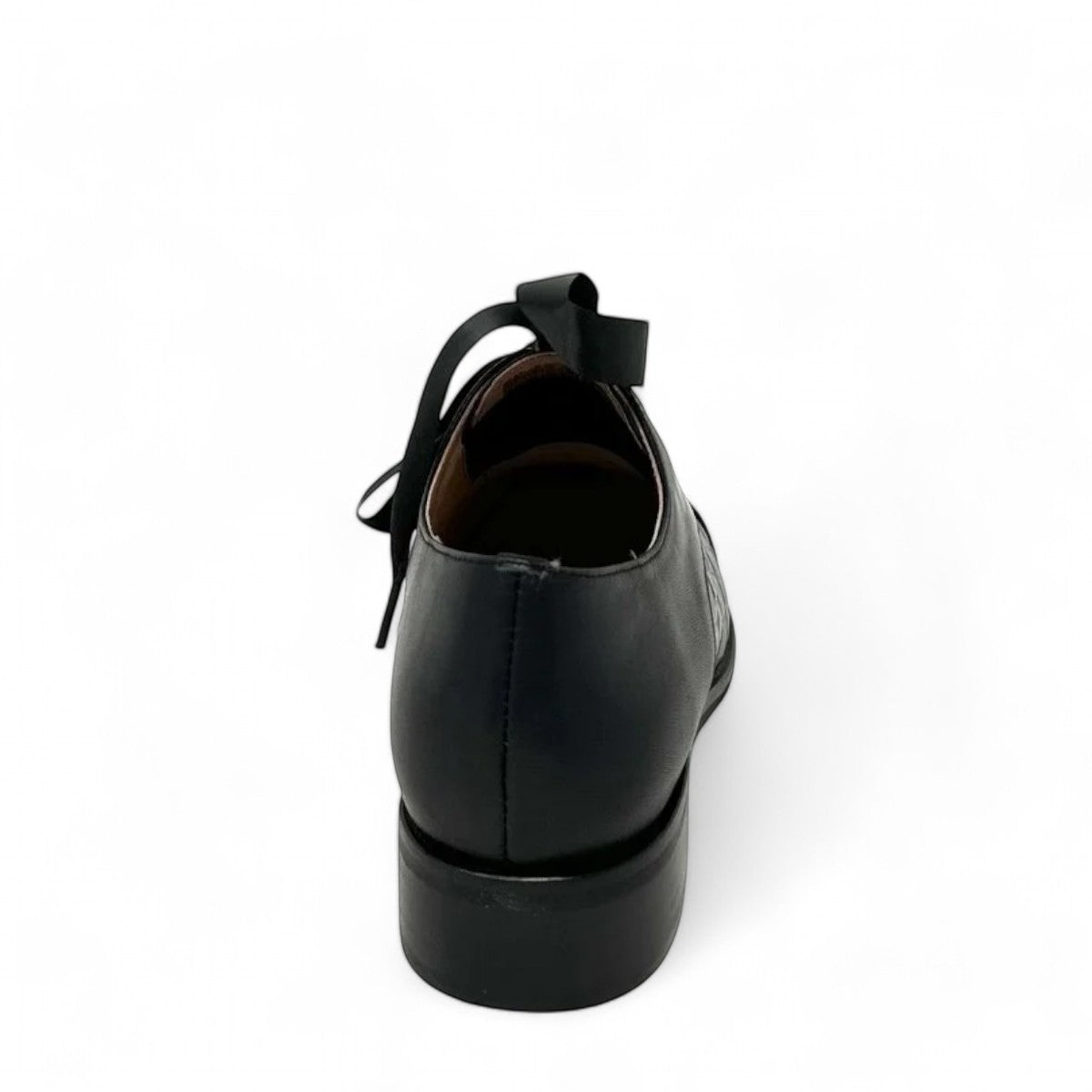 Tamara London Avit black and bronze leather shoe with ribbon lace-up detail