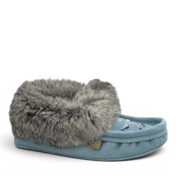 LAURENTIAN CHIEF MOCASSINS FUR TRIM, BEADED, PADDED SOLE - CI