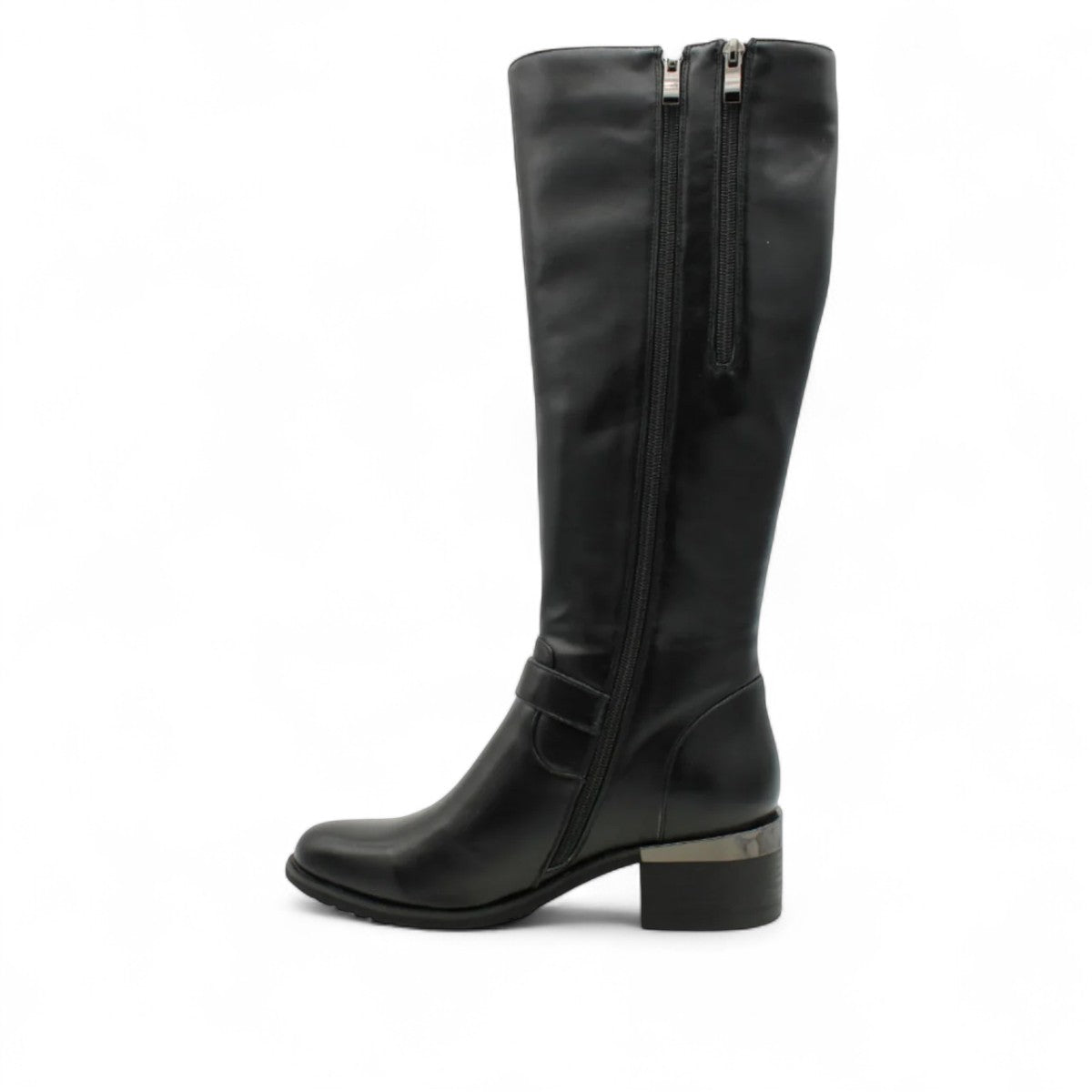 STEFANIA F7002 SIDE ZIP HIGH BOOTS BLACK