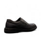AFAG 4004 black leather slip-on men's shoes with a durable rubber outsole and side stitching detail. Photo of back side view.