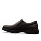 AFAG 4004 black leather slip-on men's shoes with a durable rubber outsole and side stitching detail. Photo of left side view.