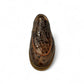Atropat Diyan brown marble leather loafers with handmade stitching and durable rubber outsole. Photo of front view.