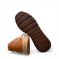 Atropat Kaya brown leather slip-on shoes with textured upper, rubber sole, and handmade stitching. Photo of bottom view.