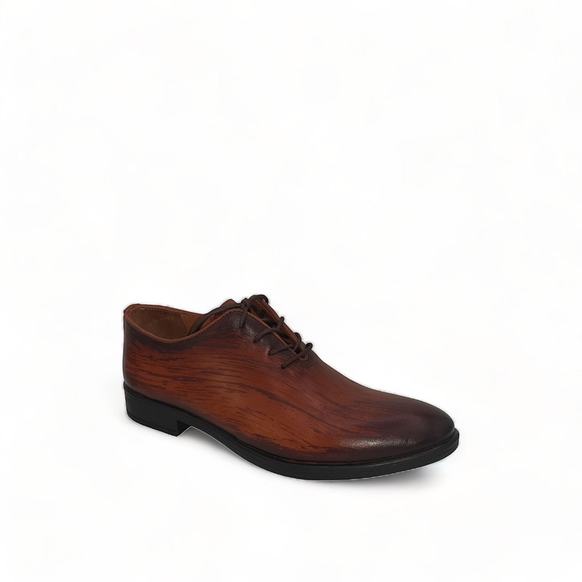 Atropat Kellyi brown leather lace-up dress shoe with polished finish and subtle handmade stitching details. Photo of front view.