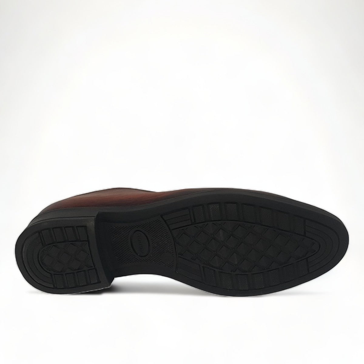Atropat Kellyi brown leather lace-up dress shoe with polished finish and subtle handmade stitching details. Photo of bottom view.