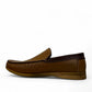Atropat Molana  brown genuine leather loafers with subtle handmade stitching and a durable rubber outsole. Photo of inside side view.