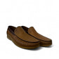 Atropat Molana  brown genuine leather loafers with subtle handmade stitching and a durable rubber outsole. Photo of front view.