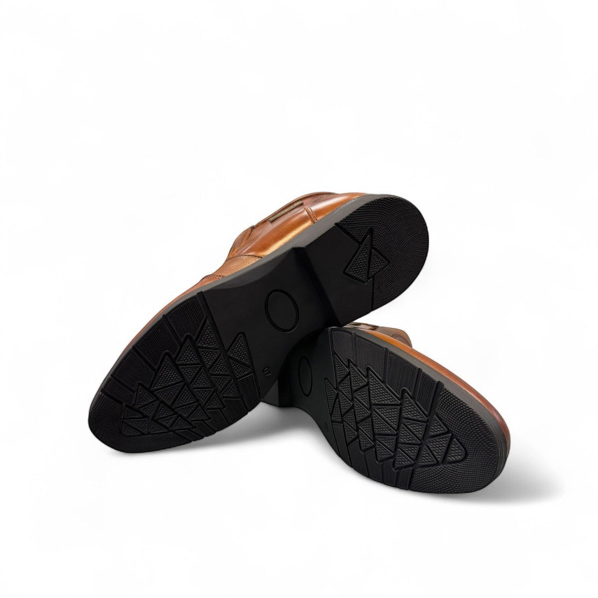 Atropat Nezami 2 brown genuine leather ankle boots with handmade stitching and rubber outsole. Photo of bottom view.