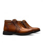 Atropat Nezami 2 brown genuine leather ankle boots with handmade stitching and rubber outsole. Photo of outside side view.
