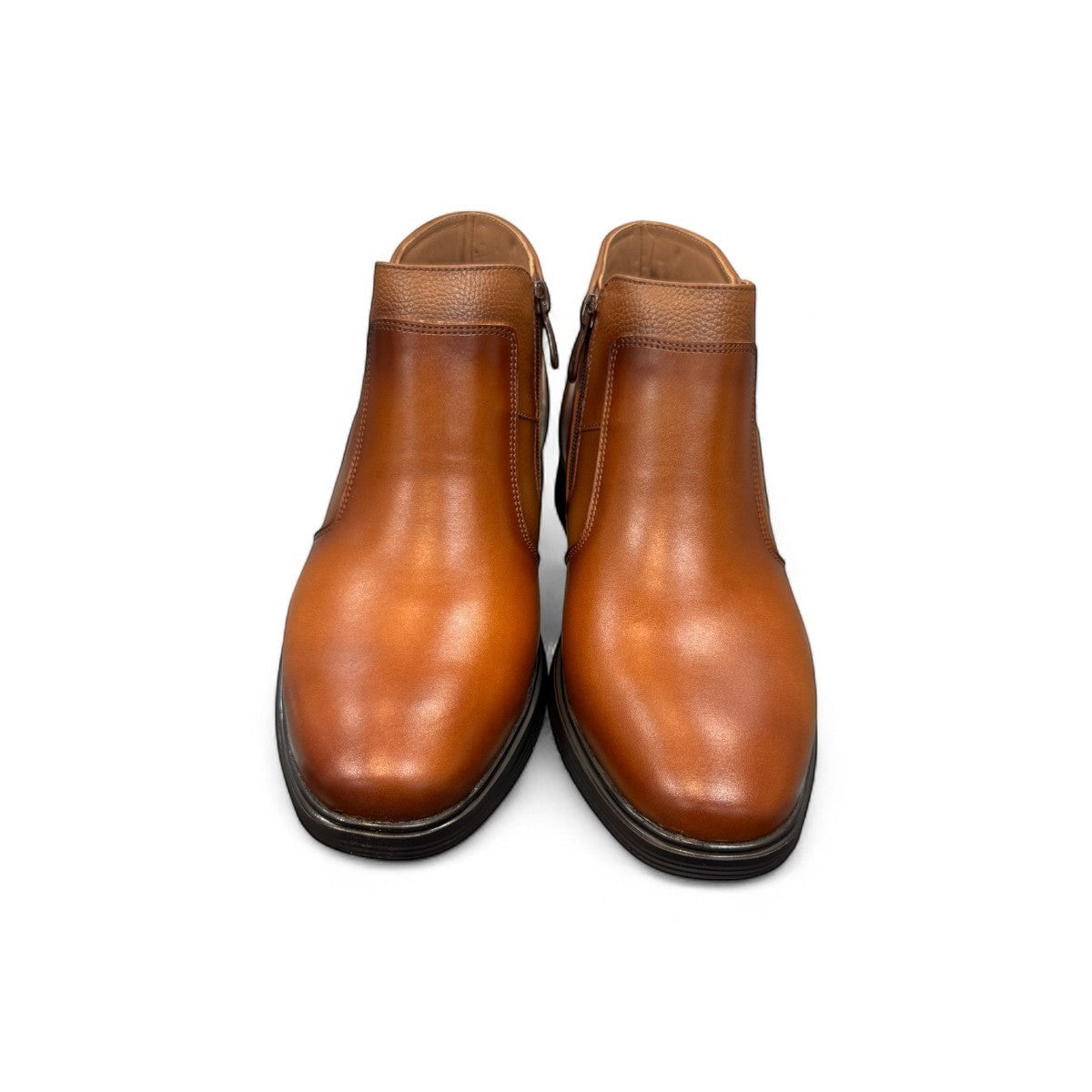 Atropat Nezami 2 brown genuine leather ankle boots with handmade stitching and rubber outsole. Photo of upper view.