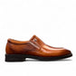 Atropat Parsa brown leather slip-on dress shoe with textured side panel and rubber outsole. Photo of left side view.