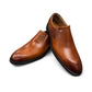 Atropat Parsa brown leather slip-on dress shoe with textured side panel and rubber outsole. Photo of upper view.