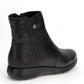 Bottero TRU black leather ankle boot with side zipper and low-profile rubber sole