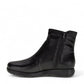Bottero TRU black leather ankle boot with side zipper and low-profile rubber sole