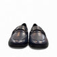 Bottero navy leather loafer with a metal horsebit detail and a low flat heel in a classic slip-on style