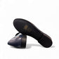 Bottero navy leather loafer with a metal horsebit detail and a low flat heel in a classic slip-on style