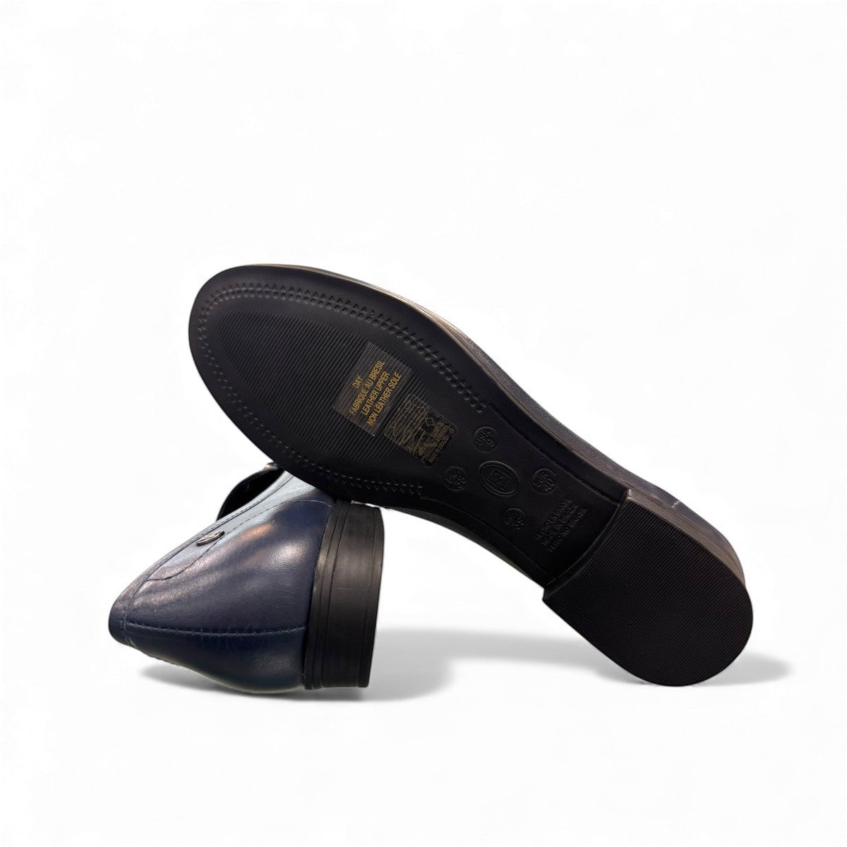 Bottero navy leather loafer with a metal horsebit detail and a low flat heel in a classic slip-on style
