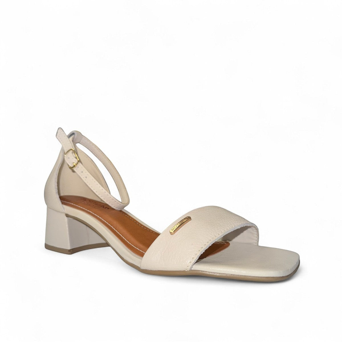 Bottero Qadir off-white leather sandals with a 7cm block heel and ankle buckle strap