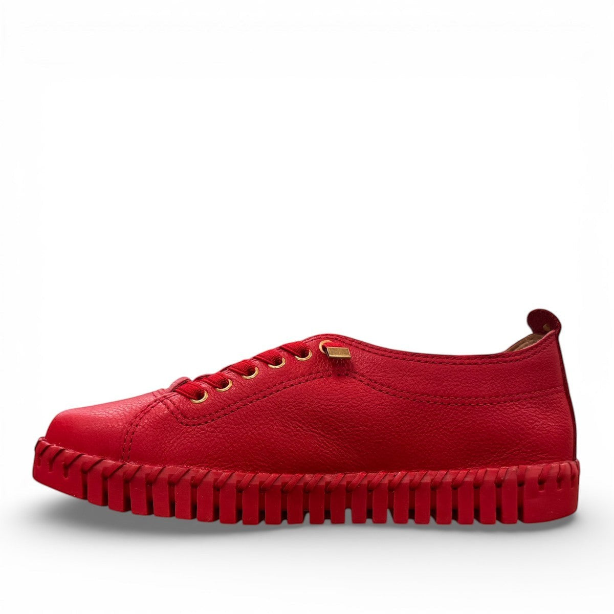 Bottero Garry red leather slip-on sneaker with a flexible ridged sole and low profile design.
