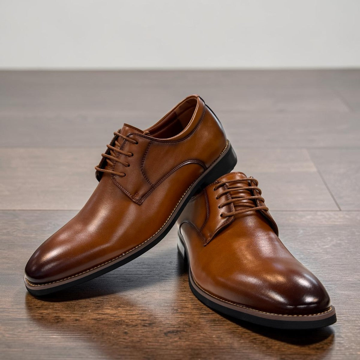 COLLEXION-F7067M brown leather lace-up dress shoe with a sleek formal silhouette for business and special occasions.
photo of the front side