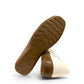 COLLEXION-F7067M white peep-toe comfort flats with floral detail, side perforations, and a flexible brown sole.
photo of the bottom side