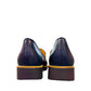 DJANGO & JULIETTE OCLEM navy leather platform loafers with a sporty rubber wedge sole and slip-on design.back view