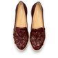 DJANGO & JULIETTE OCLEM wine patent leather platform loafers with a black rubber wedge sole. top view.