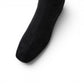 Django & Juliette black microsuede knee-high boots with square toe, block heel, and gold buckle detail.
photo of the top side