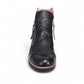 DJANGO & JULIETTE black leather high-top ankle boots with twin-zip fastening and wedge sneaker sole. Photo of front view.