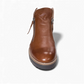 DJANGO & JULIETTE brown leather ankle bootie with twin-zip fastening and sporty rubber foam sole. Photo of front view.