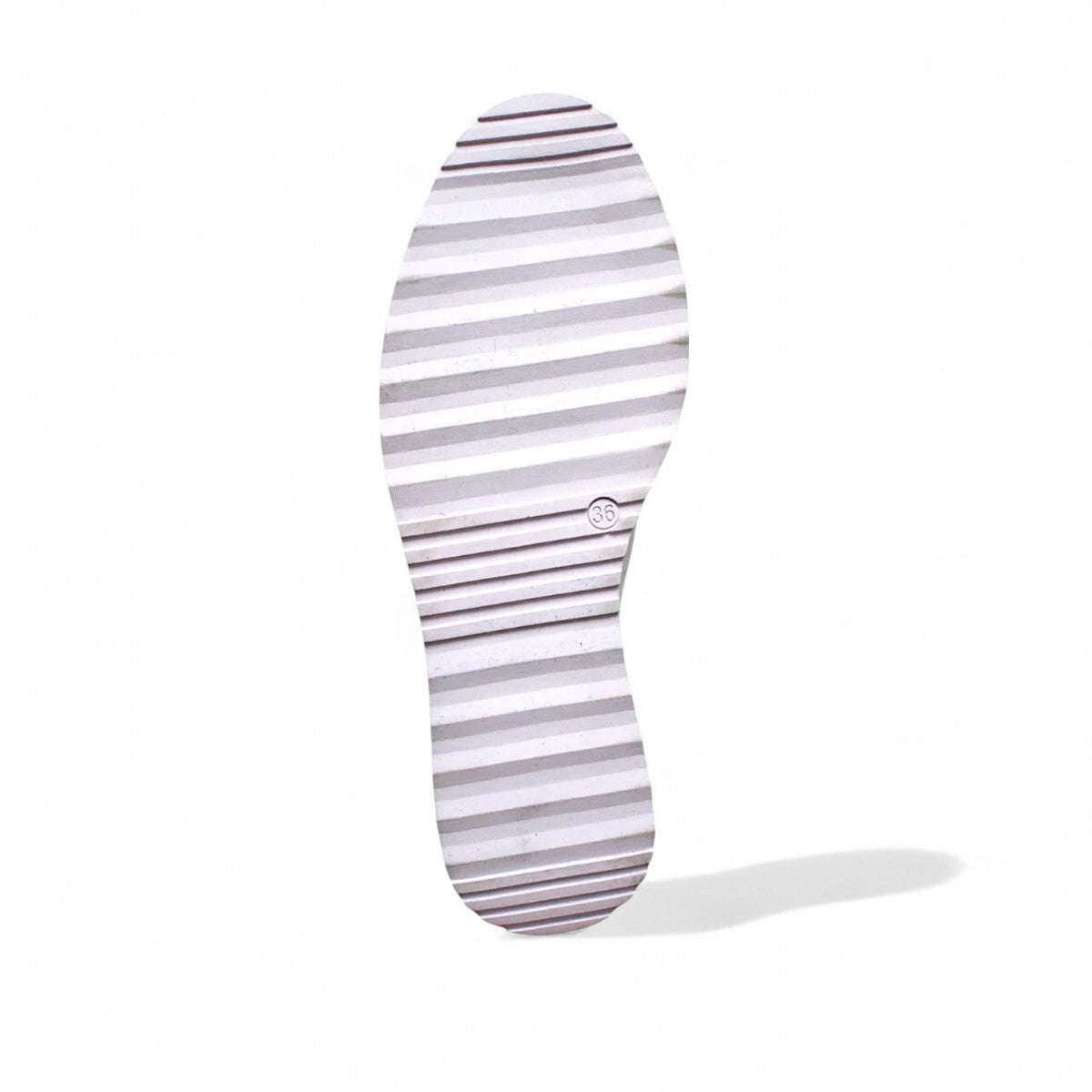 DJANGO & JULIETTE lilac leather platform loafers with a sporty rubber wedge sole and slip-on design. Photo of bottom view.