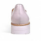 DJANGO & JULIETTE lilac leather platform loafers with a sporty rubber wedge sole and slip-on design. Photo of back view.
