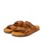 El Naturalista Balance Sion Wood brown suede double-strap slide sandals with bronze buckles