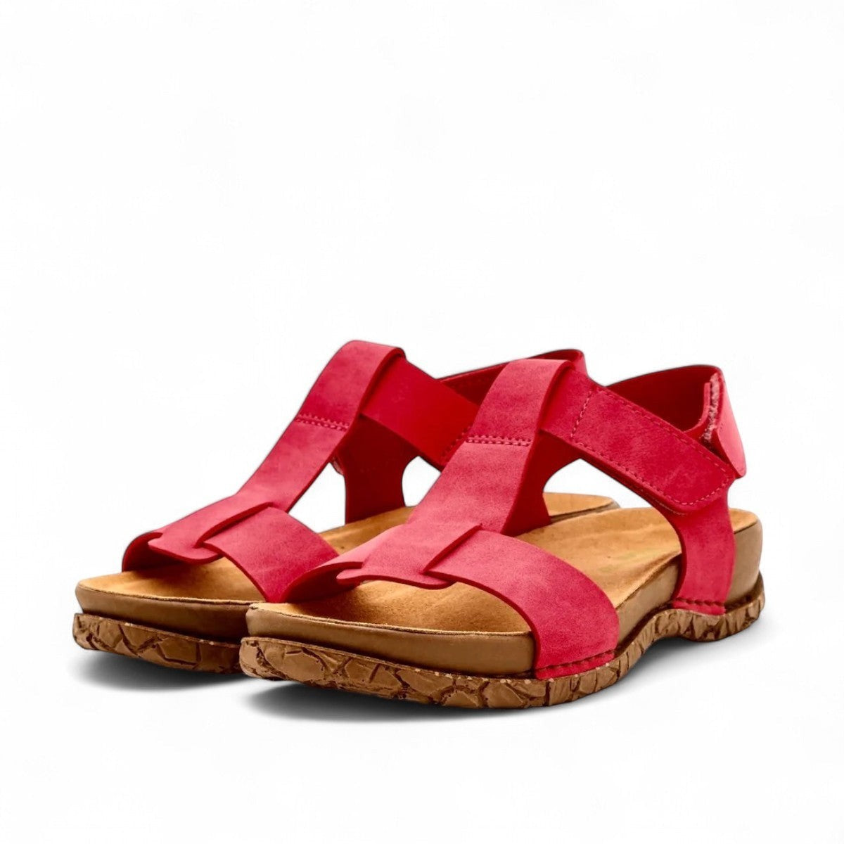 El Naturalista Tabernas red vegan sandal with adjustable strap and textured ergonomic sole