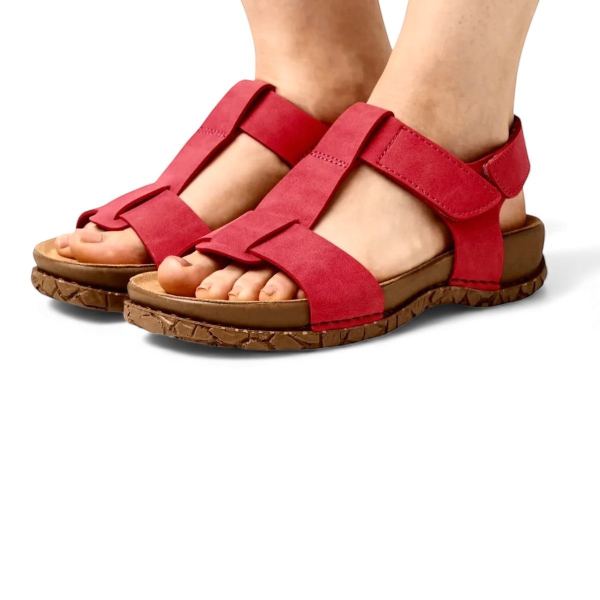 El Naturalista Tabernas red vegan sandal with adjustable strap and textured ergonomic sole
