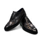 Fit minab black leather lace-up oxford shoe with cap toe and handmade stitching for formal or smart casual wear.